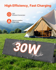 30W Foldable Solar Panel Charger, 16BB N-Type Monocrystalline Solar Panel 24% Ef