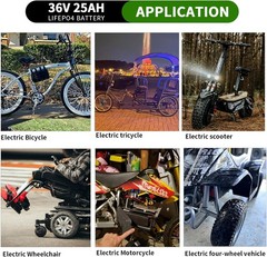 36V BtrPower Battery Pack 25Ah Lithium LiFePO4 for Bicycle Motor E_Bik,e 30A BMS