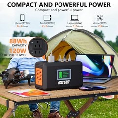88Wh Portable Solar Generator 120W Power Station with LED