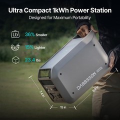 Dabbsson 1008Wh 1200W Portable Power Station Solar Generator for Camping Home US
