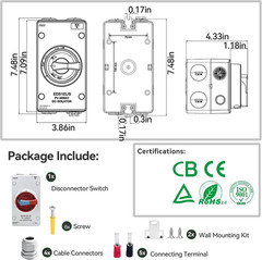 Solar Disconnect Switch 4-Pole DC 1500V 32A Isolator Solar Switch with Enclosure