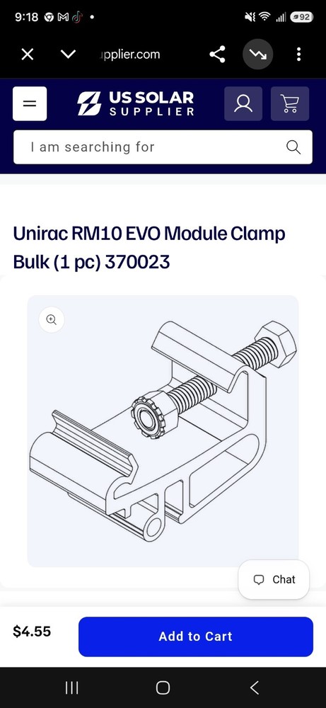 This is a Unirac RM10 EVO Module Clamp (part number 370023)