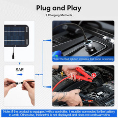 30W Solar Panel 12V Trickle Charger Battery Charger Kit Maintainer Boat Car RV