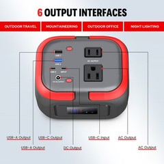 100W Power Station Battery Pack AC+DC+USB+PD65W Portable Charger Solar Generator