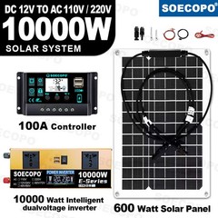 SOECOPO 10000W Solar Power System Kit 12V24V to 110V220V Inverter Flexible Panel