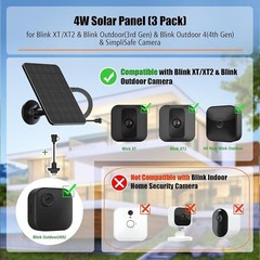 3Pack 4W Solar Panel Blink Outdoor Camera Waterproof Charger Mount Kit New