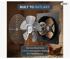ORQEMG Solar Powered Fan with Battery Backup 15W Monocrystalline Panel 12V