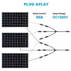 Solar Panel Y Branch Cable Connection Waterproof Adapter Connector Extension