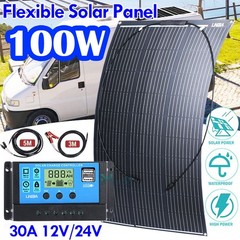 Kit de panel solar de 100/200 vatios 30A 12V Cargador de batería con controlador