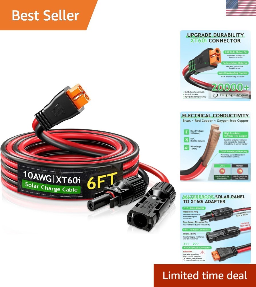 Solar Panel Extension Cable, 10AWG Solar to XT60i Charge Extension Cable, MC4…