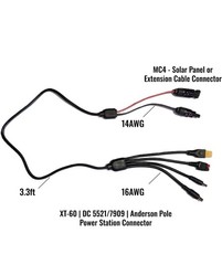 4IN1 Solar Connector Splitter Cable 45A Connector XT60 DC 8mm 5.5mm Adapter