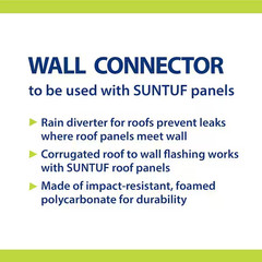 Suntuf Roof Panel 4 Ft Solar Wall Connector Impact Resistant Polycarbonate Gray
