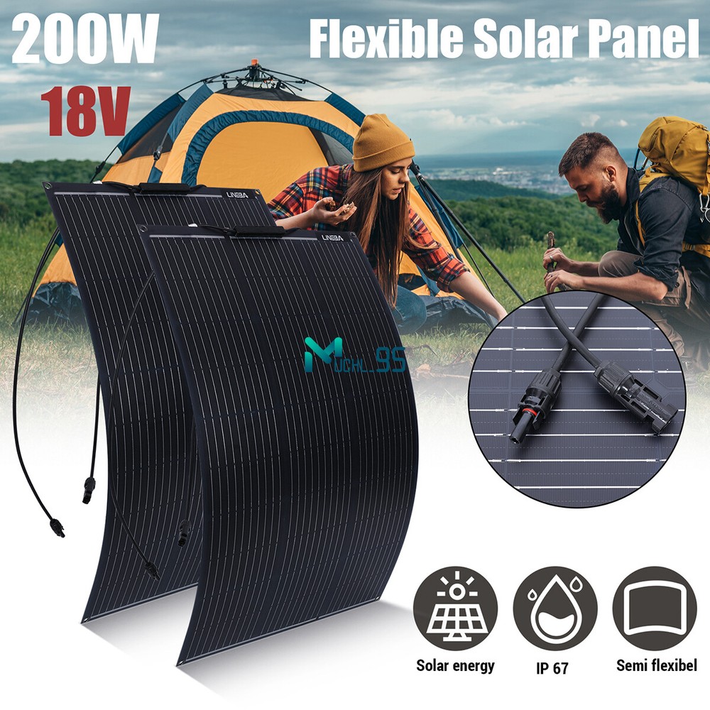 200W Watt 18V Monocrystalline Solar Panel RV Camping Home Off Grid Caravan Boat