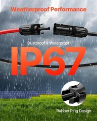 Vevor 50Ft Solar Panel Extension Cable 10Awg 6Mm Pv Wire Set Of 2