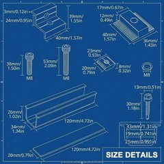 Solar Panel Mounting Kit for 1.18″ & 1.38″ Thickness, Aluminum Rails, Roof Mount