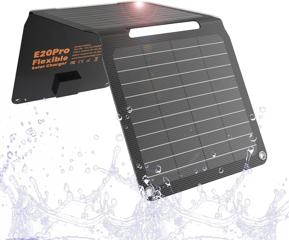 FlexSolar E20 Pro 20W Portable Solar Panel Charger USB-A USB-C Foldable Open Box