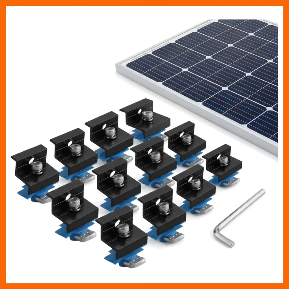 12-Pack Black Aluminum 30mm/35mm Solar Panel End Clamps for Standard Unistrut…