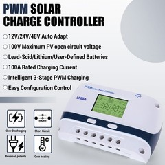 100A Solar Charge Controller 12/24/48V Battery PV Regulator Auto Focus Tracking