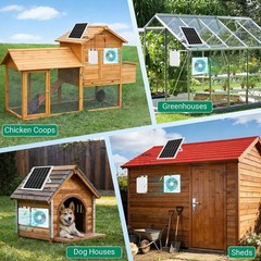 25W Solar Exhaust Fan with Battery for Chicken Coops, Greenhouses & Sheds | 9.8″