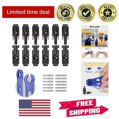 6 Pairs Waterproof Solar Connectors with 30A Spanners – Male/Female 10AWG