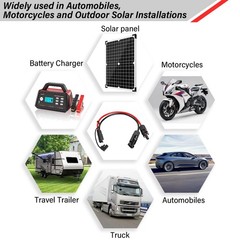 25ft 10AWG Solar Panel SAE Adapter Cable – RV Extension for Battery Charger Kit