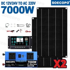 7000W Solar Bundle: 12V24V to 110V/220V Inverter + 2pcs High-Efficiency Solar
