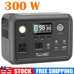 ALLWEI Portable Power Station 300W LiFePO4 Solar Generator for Camping RV