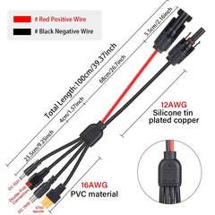 4-in-1 Solar Connector Extension Cable Solar Adapter to Connector XT60 Charger