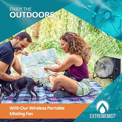 EXTREMEMIST 14” Solar Powered Misting Fan – 3 Mister Nozzles, 20W Solar Panel |