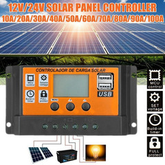 30A Solar Charge Controller with LCD Display Dual USB Ports for 12V 24V Systems