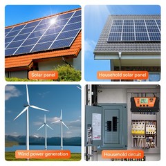 1/2 pieces 60A solar controller, 12V/24V automatic recognition LCD display