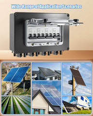32A Solar DC Circuit Breaker Box 4 Strings, 12–1000V Solar Panel Disconnect Swit