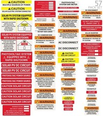 57-Piece Photovoltaic Solar Label Kit – NEC Compliant & Weatherproof Safety Set