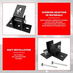 2 Pack Adjustable Solar Panel Tilt Mount Bracket Base, Tilt Angle 10-60 Flat Roo