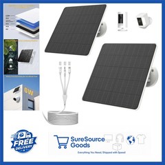2 Pack Solar Panel Charger 6W for Battery Powered Cameras with 9.8ft Cable