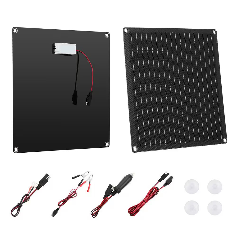 20-Watt 12V Solar Panel Battery Charger, Solar Battery Trickle Charger Maintaine