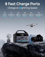Portable Power Station 300W (Peak 600W),Lifepo4 Battery,192Wh Solar Generator(So