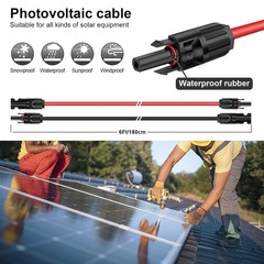 1 Pair 6 Feet Black + 6 Feet Red 10AWG6mm² Solar Panel Extension Cable Wire w…