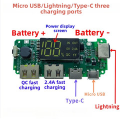 2PCS Lithium Battery Charging Circuit Board Dual USB 5V 24A Digital Display