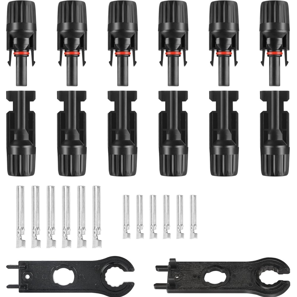 12PCS Solar Panel Connectors MC4 Male Female Waterproof 1000V 30A