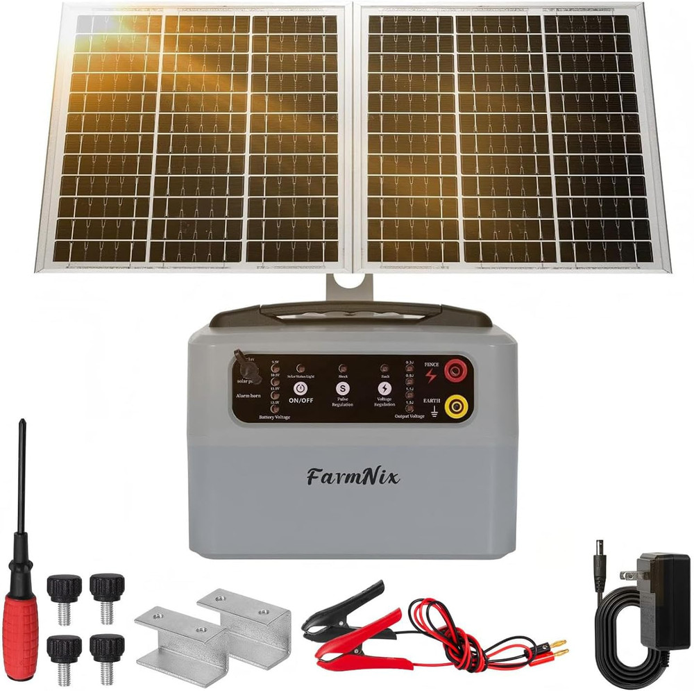 15W Solar Fence Charger,6-12Kv Adjustable Output Solar Charger,1.5J,30 Miles Ran