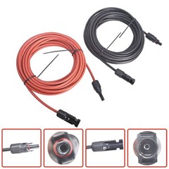 Solar Panel Extension Cable Wire Connector Black+Red 4mm²/12AWG 1 Pair 20ft