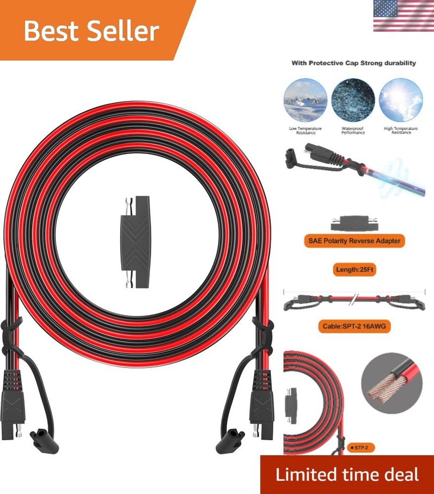 12FT SAE Extension Cable 16AWG with Quick Disconnect – Ideal for Automotive Use