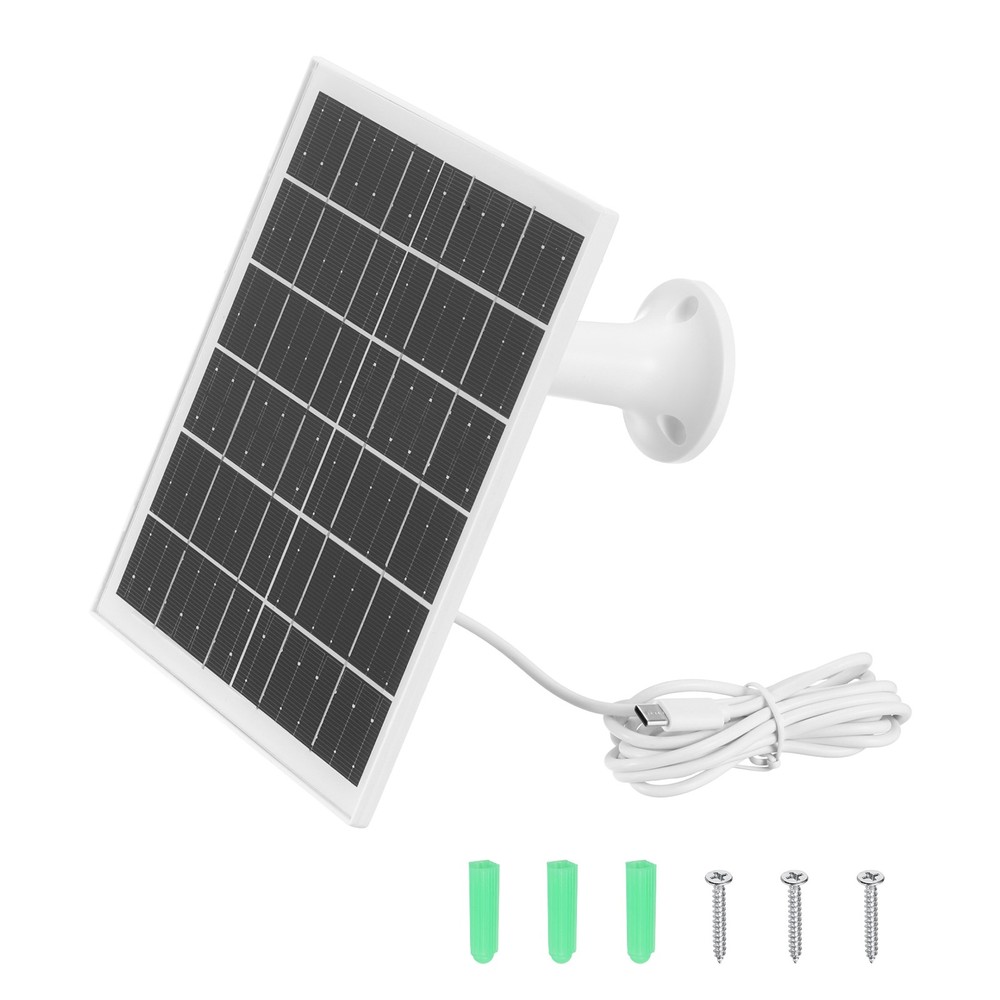 Solar Panel, 5W 6V USB Solar Panel Charger with 360 Wall Mount, White