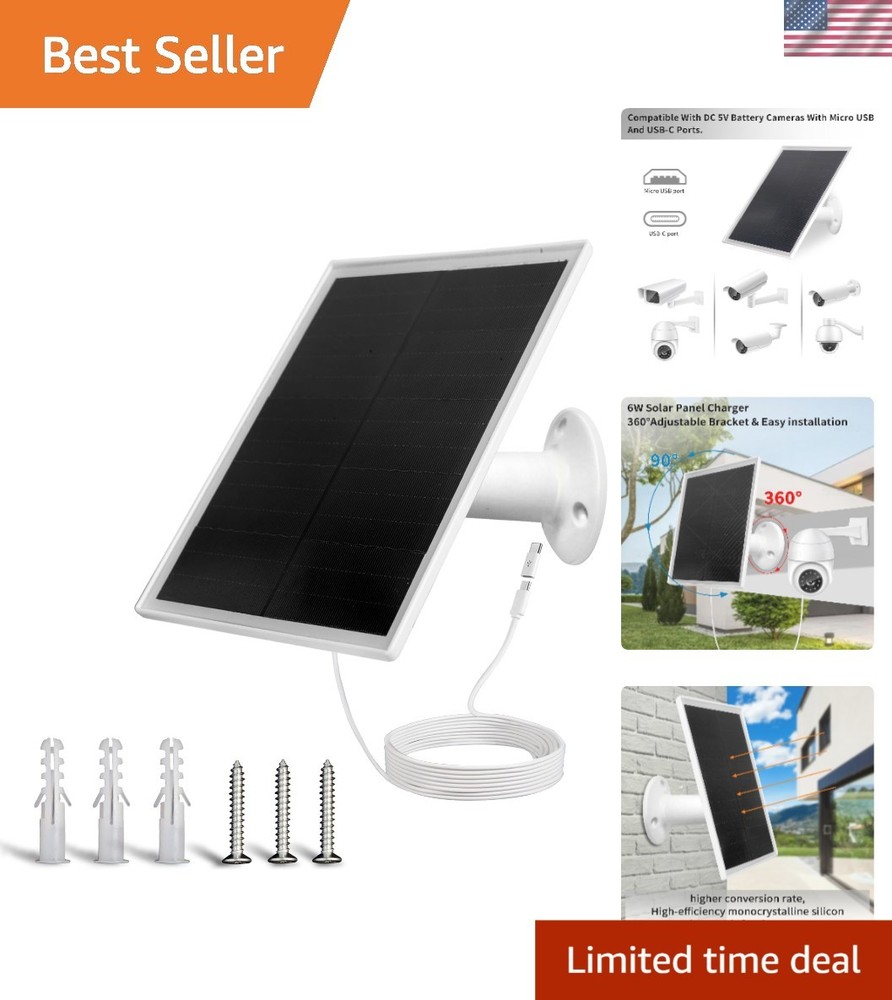 Adjustable 6W Solar Panel Charger for Security Cameras | Compatible & Reliable