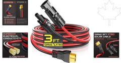 Weatherproof 3FT XT60 Solar Charging Cable with 30A Capacity & Copper Wire