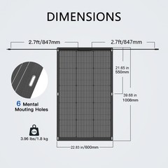 100W Flexible Solar Panel Dual Fiberglass Lightweight for Camper Van Off Grid