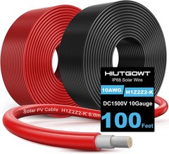 2x100FT Solar Panel Wire, Solar Cable, Solar Wire 10AWG, Solar Extension Cable,