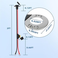 10AWG SAE Power Socket Length:2FT; 1Piece SAE Socket to O Ring 10AWG Cable