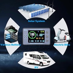 DROK Coulometer, DC 8-100V 100A Battery Monitor 12V 24V 36V 48V 60V Volt Amp Wat